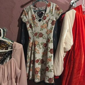 White dress with roses